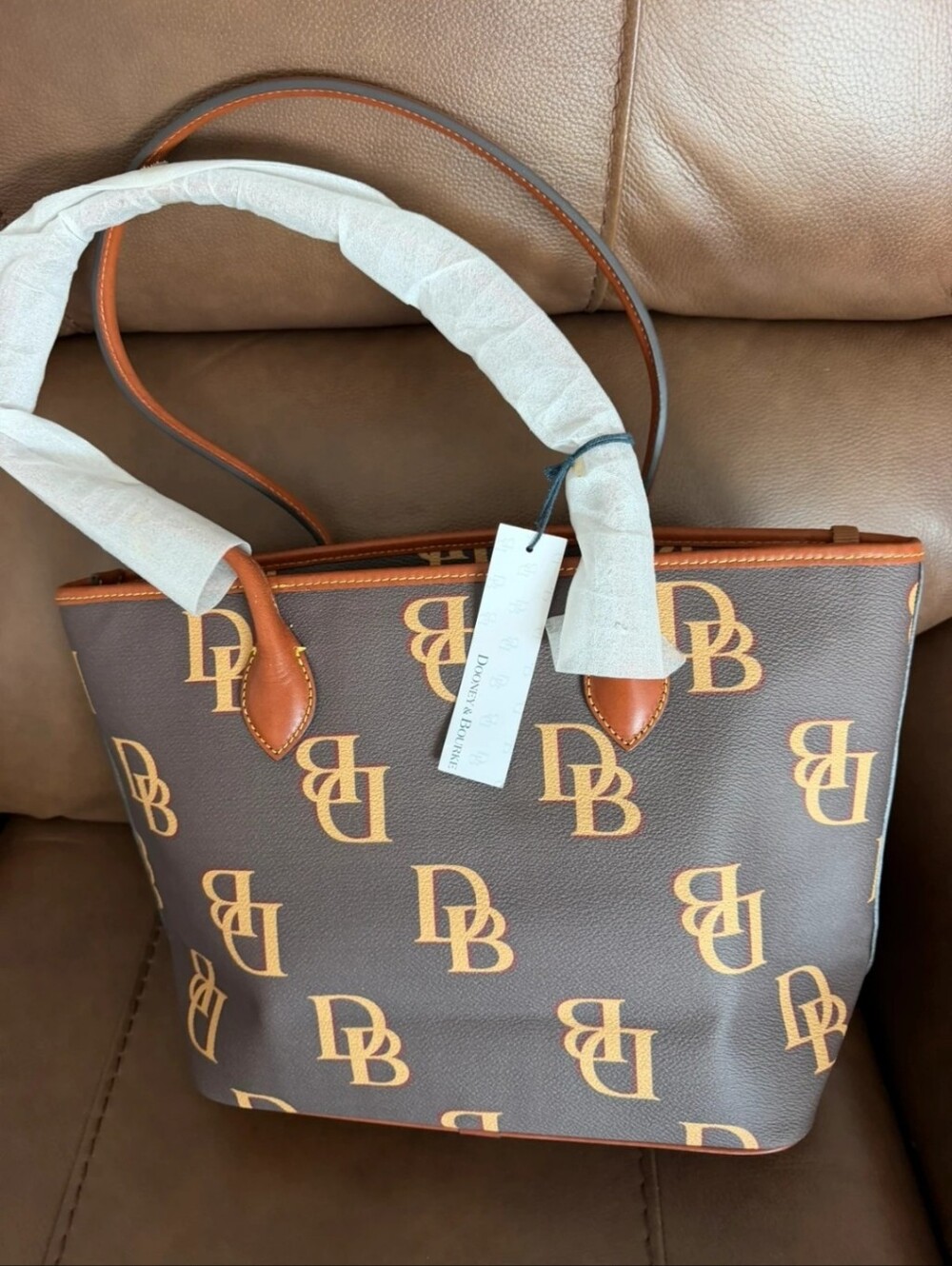 Dooney & Bourke Brown DB Logo Tote Bag NWT